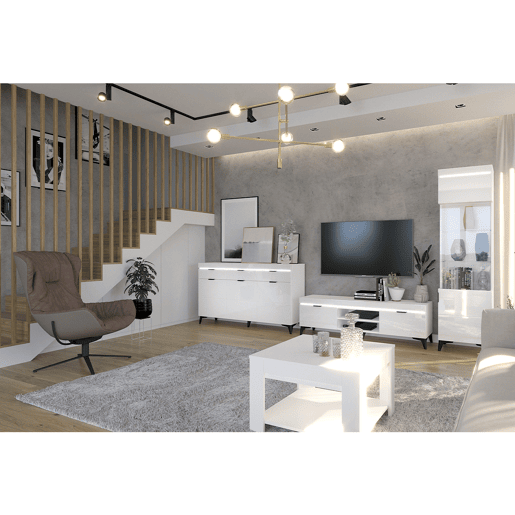 Buffet 3 portes 3 tiroirs LED inclus Ruben Blanc