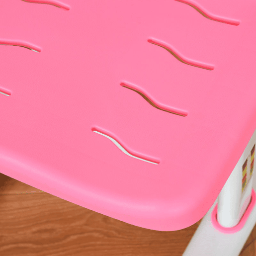 HOMCOM Conjunto de Secretária e Mesa para Crianças acima de 6 Anos Secretária Infantil com Altura Ajustável Mesa Inclinável Lâmpada Gaveta e Prateleira para Livros Rosa