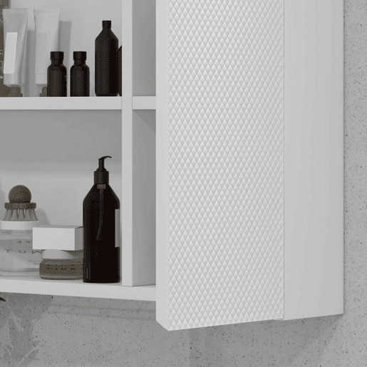HOMCOM Armário Casa de Banho com Espelho Armário com Espelho para Casa de Banho com Prateleira Ajustável Móvel Casa de Banho Estilo Moderno 65x15x49 cm Branco