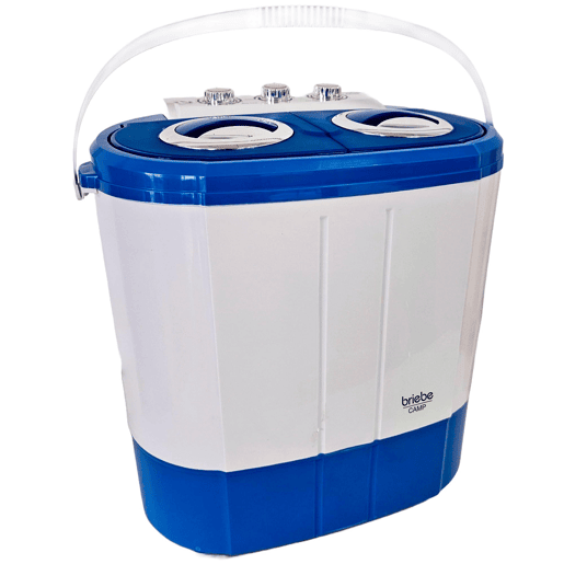 Briebe WM1140 Mini Máquina de Lavar Roupa Portátil com Centrifugadora, Ideal para Campismo, 3Kg, 2 Compartimentos, 190 , BrancoAzul