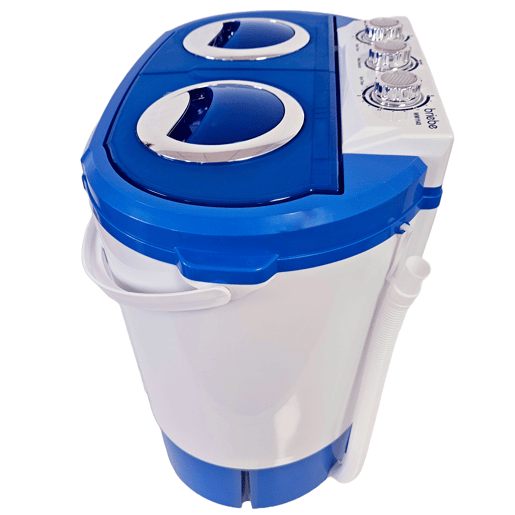 Briebe WM1140 Mini Máquina de Lavar Roupa Portátil com Centrifugadora, Ideal para Campismo, 3Kg, 2 Compartimentos, 190 , BrancoAzul