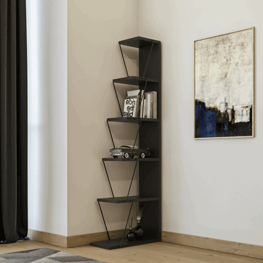 Estante de livros com efeito madeira