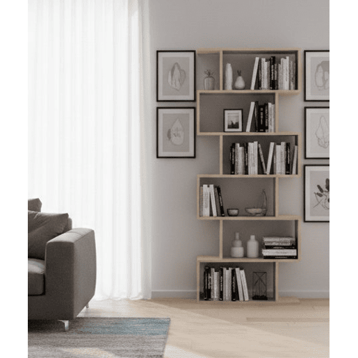 Estante de livros com efeito madeira