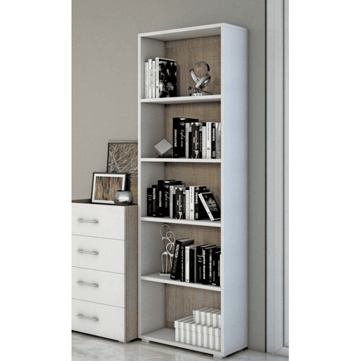 Estante de livros com efeito madeira