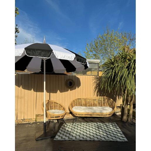 Guarda-sol de jardim 245 cm MINOA PretoBranco