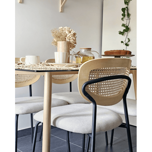 Conjunto de 2 cadeiras de jantar MAYETTA Rattan Creme claro
