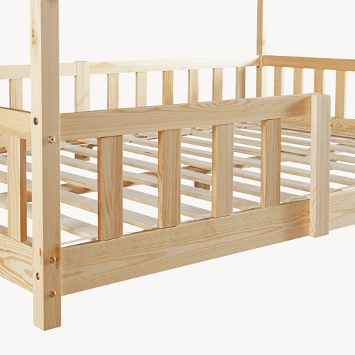 Cama de criança Treviolo em forma de casa pinho 140x200 cm - Natural en.casa