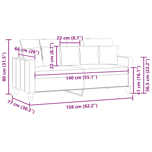 vidaXL Sofá de 2 lugares 140 cm tecido amarelo-claro vidaXL Sofá de 2 lugares 140 cm tecido amarelo-claro