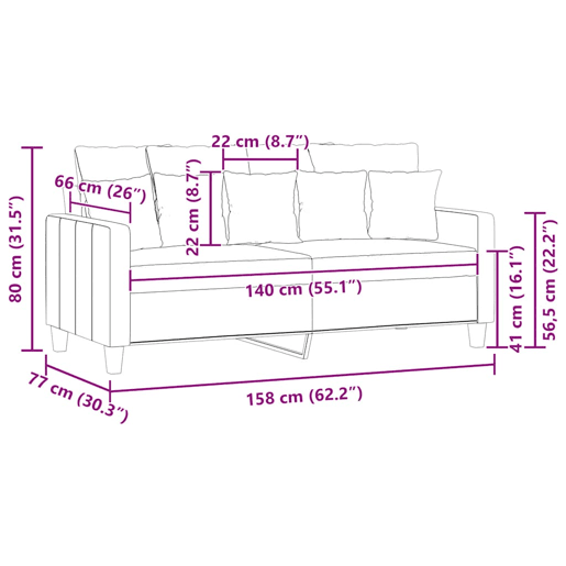 vidaXL Sofá de 2 lugares tecido 140 cm cinzento-acastanhado vidaXL Sofá de 2 lugares tecido 140 cm cinzento-acastanhado