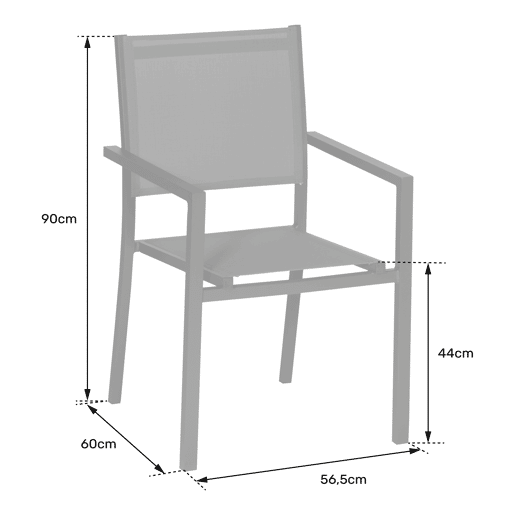 Juego de 4 sillas de aluminio blanco - textileno gris Juego de 4 sillas de aluminio blanco - textileno gris