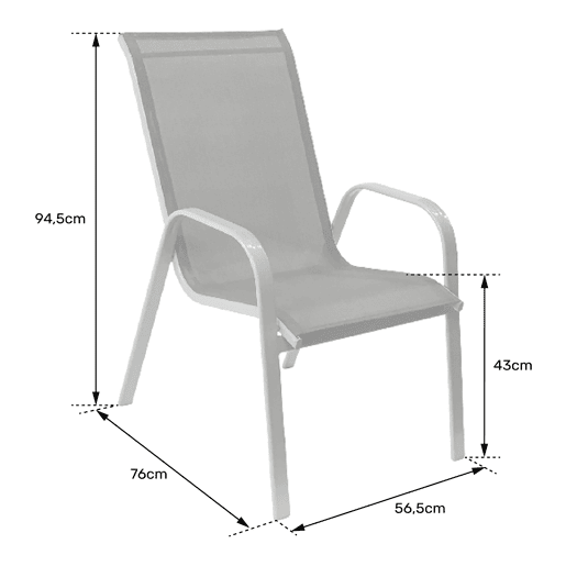 Lote de 4 sillas MARBELLA en textileno azul - aluminio blanco