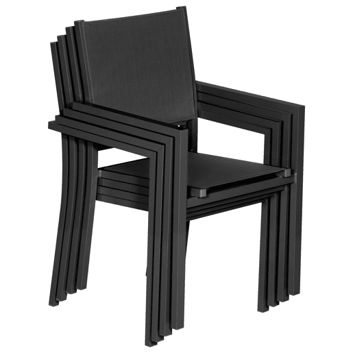Juego de 10 sillas de aluminio antracita - textileno gris Juego de 10 sillas de aluminio antracita - textileno gris