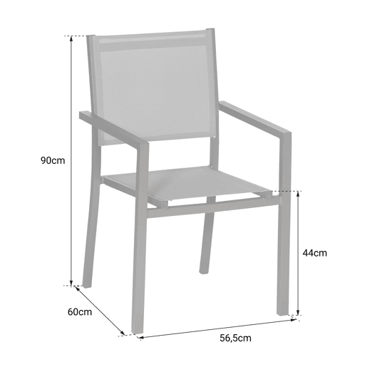 Juego de 10 sillas de aluminio antracita - textileno gris Juego de 10 sillas de aluminio antracita - textileno gris