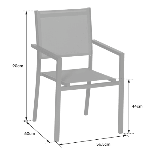 Juego de 10 sillas de aluminio gris - textileno negro Juego de 10 sillas de aluminio gris - textileno negro