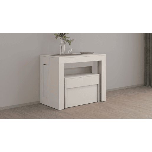 Conjunto de mesa e cadeiras com efeito madeira