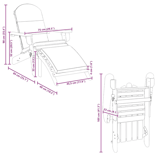 vidaXL Cadeira de jardim Adirondack com apoio de pés acácia maciça vidaXL Cadeira de jardim Adirondack com apoio de pés acácia maciça