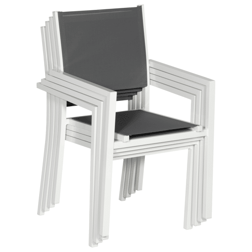 Conjunto de 10 cadeiras de alumÃnio branco - textileno cinzento Conjunto de 10 cadeiras de alumÃnio branco - textileno cinzento