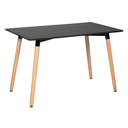 Conjunto de mesa rectangular PIA de 120cm y 4 sillas NORA negras