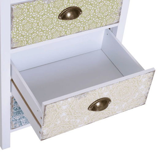 HOMCOM Cómoda de Dormitório Moderna Cómoda de Madeira com 5 Gavetas com Diferentes Padrões Móvel Cómoda para Sala de Estar Escritório 46x34x97,5 cm Multicor