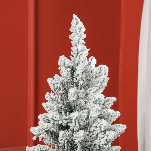 HOMCOM Árvore de Natal 150 cm Árvore de Natal Artificial Coberta de Neve com 317 Ramo e Suporte de Metal Árvore Natalícia para Sala Interior Verde