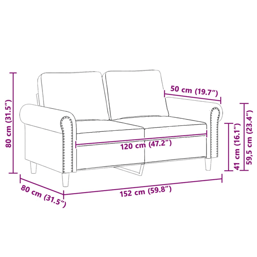 vidaXL Sofá de 2 lugares veludo 120 cm castanho