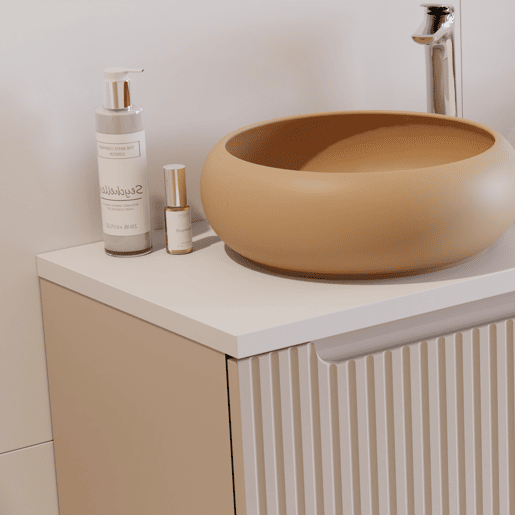 Conjunto lavatório duplo 120cm 4 portas coluna Riva Cashmere Branco