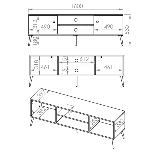 Móvel TV 2 portas 160 cm Thalia Verde