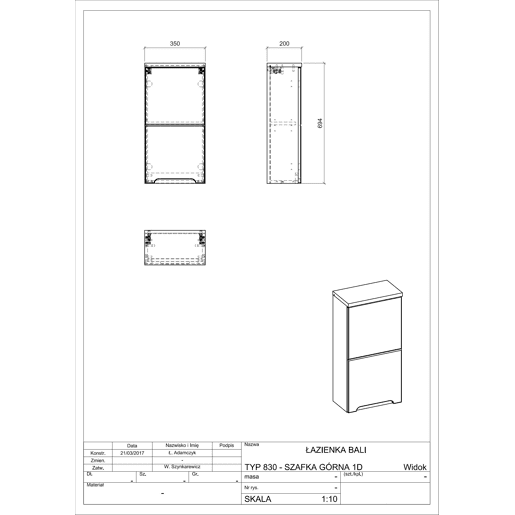 Armários Laterais BALI SCAB35 1D 35x20x70 Cinzaescuro