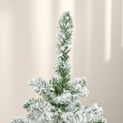 HOMCOM Árvore de Natal Artificial 120cm com Neve Ignífugo com 200 Ramos Folhas de PVC Base Dobrável e Suporte Metálico Decoração de Natal para Interiores Verde