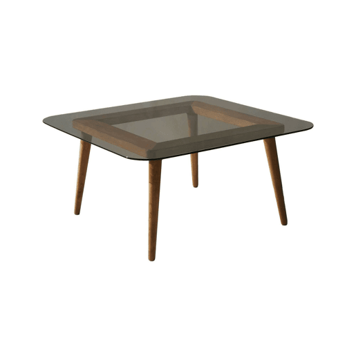 Mesa de Centro em Madeira Maciça com Efeito Fumê Mesa de Centro em Madeira Maciça com Efeito Fumê