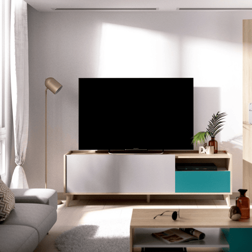 Móvel tv com efeito madeira