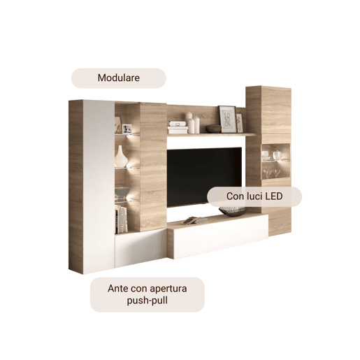 Parede montada com efeito madeira