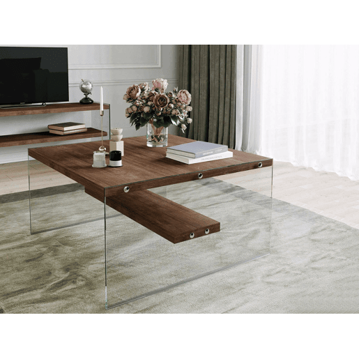Mesa de Centro com Compartimento de Vidro