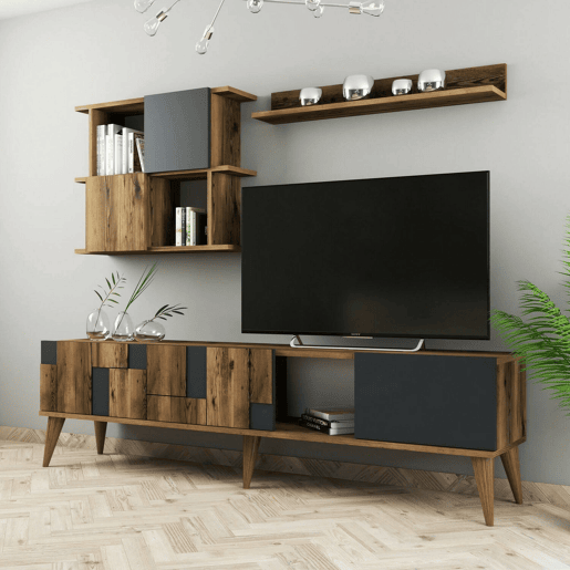 Móvel tv com efeito madeira