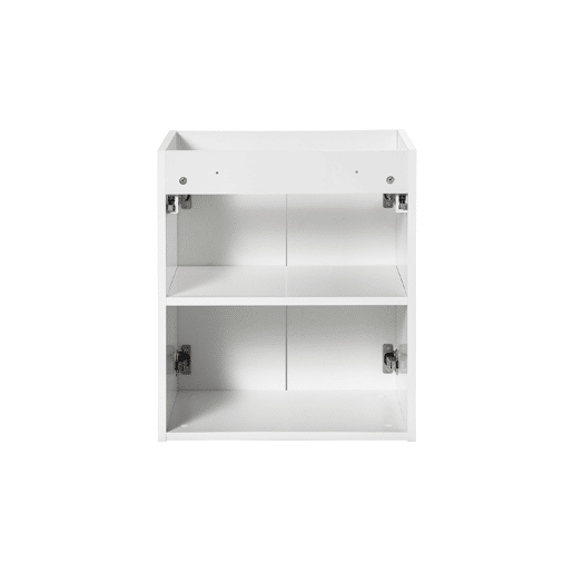 Conjunto móvel lavatório simples encastrado 50cm 2 portas coluna Riva Branco e Madeira