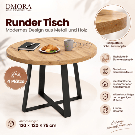 Mesa de jantar com efeito madeira