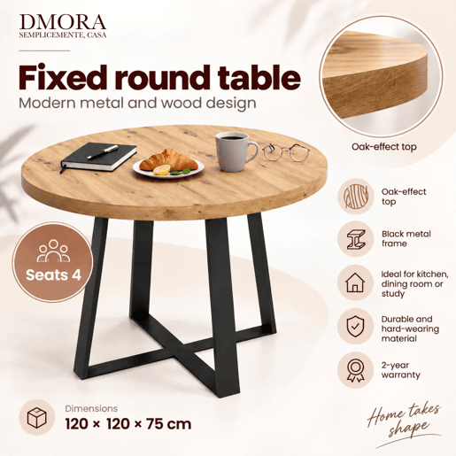 Mesa de jantar com efeito madeira