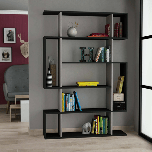 Estante de livros com efeito madeira