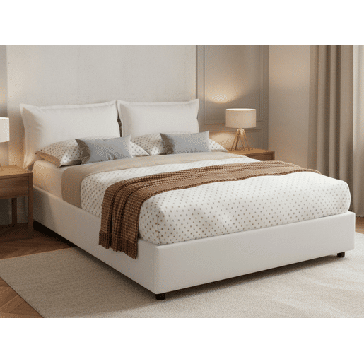 Cama de Casal com Gavetas em Couro Sintético