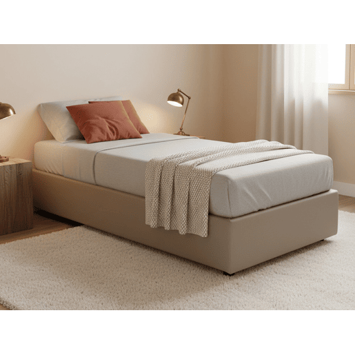 Cama de Solteiro com Colchão Incluso em Couro Sintético