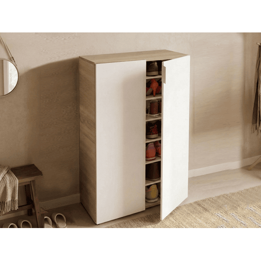 Armário multiuso com 2 portas com efeito madeira