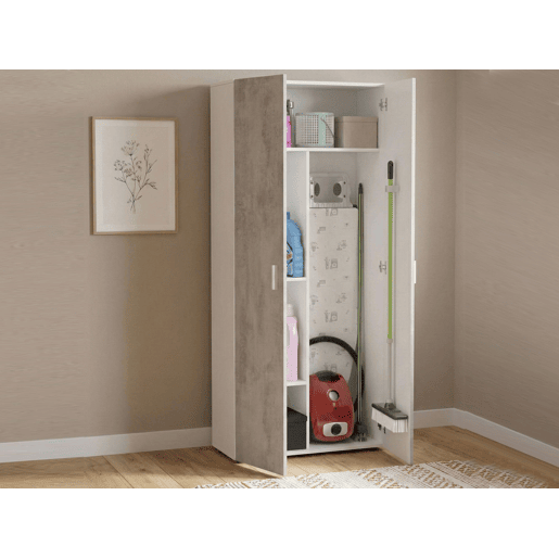 Armário multiuso com 2 portas com efeito madeira