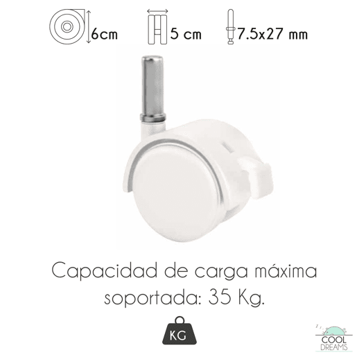 Rodas com encaixe em espiga, 4 tacos incluídos, acabamento em branco e montagem rápida sem ferramentas especiais Rodas com encaixe em espiga, 4 tacos incluídos, acabamento em branco e montagem rápida sem ferramentas especiais
