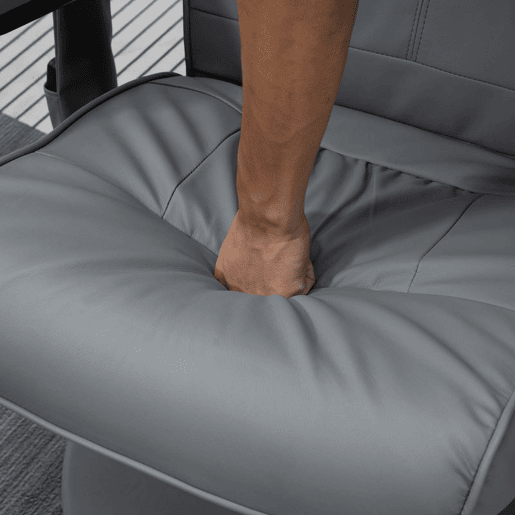 HOMCOM Poltrona de Massagem Elétrica com Banco para Apoiar os Pés Poltrona Relax Giratório Reclinável em até 145° com Controle Remoto e 10 Pontos de Massagem Estofado em PU 77x84x102 cm Cinza