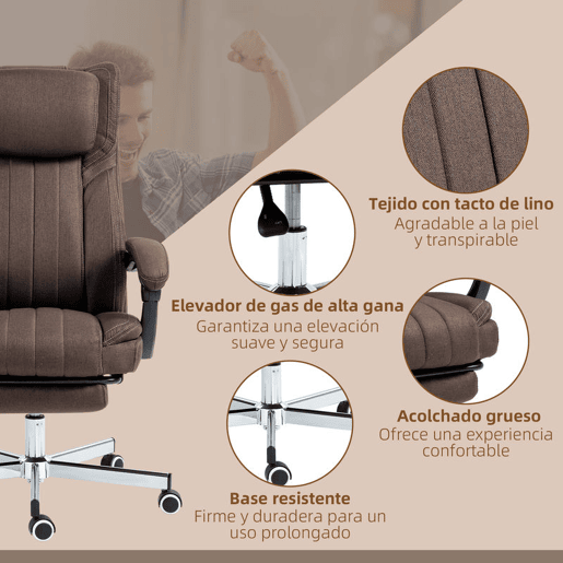 Vinsetto Cadeira de Escritório com 6 Pontos de Massagem por Vibração Cadeira de Escritório Reclinável com Altura Ajustável Controlo Remoto Encosto Alto e Apoio para a Cabeça 65x61x101-113 cm Marrom Vinsetto Cadeira de Escritório com 6 Pontos de Massagem por Vibração Cadeira de Escritório Reclinável com Altura Ajustável Controlo Remoto Encosto Alto e Apoio para a Cabeça 65x61x101-113 cm Marrom