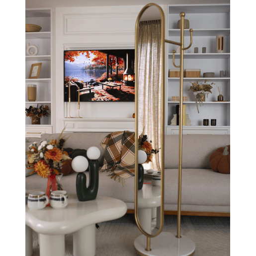 Bengaleiro com espelho LORENA 172 cm Metal Dourado