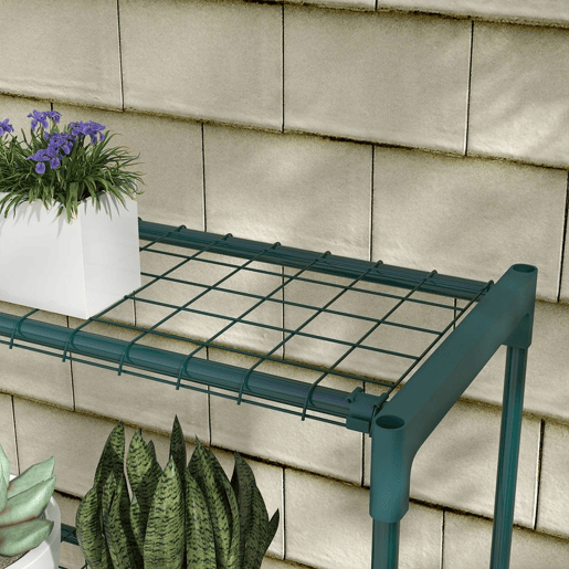 Outsunny Suporte para Plantas Suporte para Vasos de Plantas de 4 Níveis com Estrutura de Aço para Jardim Pátio 89x28x107 cm Verde Escuro