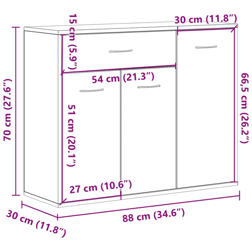 vidaXL Aparador 88x30x70 cm contraplacado cinzento cimento vidaXL Aparador 88x30x70 cm contraplacado cinzento cimento