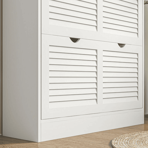 HOMCOM Sapateira Moderna Sapateira Entrada com 2 Gavetas Rebatíveis e Prateleias Ajustáveis para 16 Pares de Sapatos Sapateira Compacta para Corredor 81,5x25x83 cm Branco