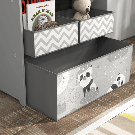 ZONEKIZ Estante para Brinquedos com 6 Caixas de Tecido não Tecido Amovíveis Organizador de Brinquedos para Crianças de 3-8 Anos para Dormitório 63x30x66 cm Ciza